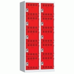 VESTIAIRE 2 COLONNES 400MM 5 CASES MORAILLON ROUGE - VINCO