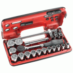 COFFRET DE CLÉ À CLIQUET MANCHE ROTATIF AVEC DOUILLES 1/2