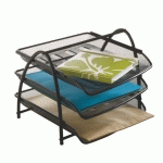 CORBEILLE À COURRIER 3 TIROIRS COULISSANTS ALBA MESH NOIRE