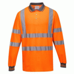 LOT DE 2 - PORTWEST S271 POLO COTON MAJORITAIRE MANCHES LONGUES ORANGE - TAILLE XXL