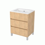 MEUBLE DE SALLE DE BAINS SUR PIEDS - 60 CM - 3 TIROIRS - BOIS - ATOS AURLANE