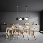 NÄVE SUSPENSION TRITON NOIRE ET DORÉE, QUATRE LAMPES