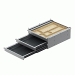 BLOC DE 3 TIROIRS ACIER ET BAMBOU TRI GRIP STEELFORCE - ARGENT HETTICH