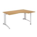 BUREAU COMPACT RETOUR À DROITE BIOSPACE 2 - L. 160 X P. 110 CM - PLATEAU 'HÊTRE' - PIEDS L 'BLANC' - EMBASE : 'AVOCAT'.