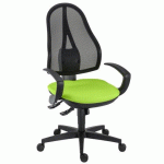 CHAISE DE BUREAU HOLLY TISSU ET MAILLE VERT - DOSSIER HAUT ACCOUDOIRS - MÉCANISME SYNCHRONE - PIEDS NOIR