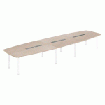 TABLE MODULABLE BELEM L 520 X P 140 CM -18 PERSONNES CHÊNE CLAIR/BLANC