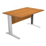 BUREAU DROIT PRONTO MÉTAL - L.120 X P.80 CM - PLATEAU AULNE - PIEDS L ALUMINIUM