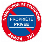 SIGNALETIQUE.BIZ FRANCE - PANNEAU INTERDICTION DE STATIONNER - 24H/24 - 7J/7 - PLASTIQUE PVC 1 MM - DIAMÈTRE 170 MM - PLASTIQUE PVC 1 MM