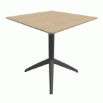 TABLE DOCK 60X60 CM PIED ANTHRACITE PLATEAU CHÊNE