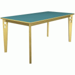 TABLE IRISS 160 X 80 CM 4P - STRA VERT NIAGARA/HÊTRE NATUREL