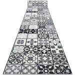 TAPIS DE COULOIR ANTIDÉRAPANT AZULEJO PATCHWORK, CARREAUX DE LISBONNE GRIS / NOIR GREY 110X570 CM