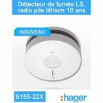 DÉTECTEUR DE FUMÉE LS, RADIO PILE LITHIUM 10 ANS - LOGISTY HAGER - S155-22X