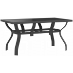 TABLE DE JARDIN GRIS ET NOIR 140X70X70 CM ACIER ET VERRE