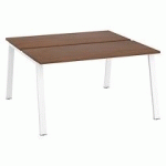 PÔLE DE 2 BUREAUX DROITS NOYER L 140 X P 60 CM, PIÉTEMENT MÉTAL BLANC - ARCH