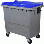POUBELLE BARRE VENTRALE 4 ROUES KOROK - 770L - GRIS-BLEU - ROSSIGNOL PRO