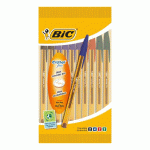 STYLO BILLE BIC CRISTAL ORIGINAL FINE ÉCRITURE EXTRA-FINE - POCHETTE DE 10 COULEURS CLASSIQUES