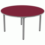 TABLE CARÉLIE RONDE Ø120 T4 STRAT POLY. CERISE GRIS/9006 - MOBIDECOR