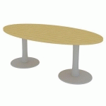 TABLE DE RÉUNION PLATEAU OVALE L.200 HÊTRE 2 PIEDS - QUADRIFOGLIO