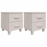 TABLES DE CHEVET HAMAR 2 PCS BLANC 40X35X44,5 CM BOIS MASSIF