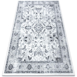 TAPIS ARGENT - W7040 CADRE, VINTAGE GRIS ET NOIR GREY 133X190 CM