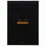 BLOC AGRAFÉ RHODIA N°18 21X29,7 CM 80 FEUILLETS UNI 80G - NOIR - LOT DE 5