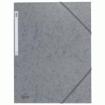 LOT DE 10 - CHEMISE À ÉLASTIQUE 3 RABATS CARTE EUROFOLIO OXFORD 24,5 X 32 CM DOS 2 CM GRISE