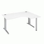 BUREAU COMPACT EXCELLENS L 160 CM BLANC RETOUR À DROITE PIÉTEMENT MÉTAL PLUS BLANC