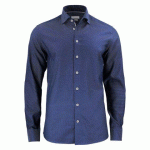 J.HARVEST & FROST PB49 JACQUARD CHEMISE SLIM FIT HOMMES MARINE/POINT BLANC - TAILLE L