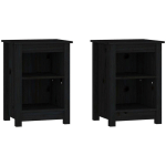 TABLES DE CHEVET 2 PCS NOIR 40X35X55 CM BOIS DE PIN SOLIDE