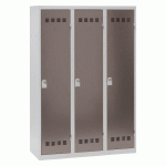 VESTIAIRE 3 COLONNES COLOR MONOBLOC INDUSTRIE SALISSANTE TAUPE