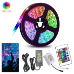 VINGO 10M ENSEMBLE DE BANDE LED, BANDE LED RGB 5050 SMD, BANDE LED 30 LED, LED NON ÉTANCHE (IP20), AVEC TÉLÉCOMMANDE 24 BOUTONS - MULTICOLORE