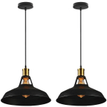 AXHUP - RÉTRO VINTAGE INDUSTRIELLE LUSTRE SUSPENSION E27 LUMINAIRE ADJUSTABLE POUR SALON CHAMBRE NOIR 4PCS - 4PCS