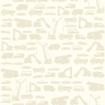 PAPIER PEINT INTISSÉ MOTIF CAMION | PAPIER PEINT BEIGE JAUNE CHAMBRE GARÇON | TAPISSERIE MOTIF VOITURE ET PELLETEUSE CHAMBRE ENFANT - 10,05 X 0,53 M