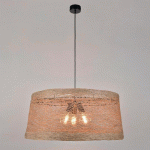 SUSPENSION TAMBOUR 3 LUMIÈRES EN FICELLE TRESSÉE NATUREL - MANUTAN COLLECTIVITÉS