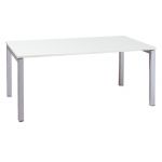 BUREAU DROIT ACTUAL - L. 140 X P. 80 CM - PLATEAU BLANC - 4 PIEDS ALUMINIUM
