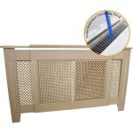 CACHE RADIATEUR AJUSTABLE & EXTENSIBLE À MOTIF GRILLAGÉ EN MDF NATUREL PERSONNALISABLE DE 140CM À 192CM DE LARGE X 82CM DE HAUT X 20,5CM DE