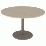 TABLE MENORCA Ø 120 T6 ÉP 24 MM STRAT ABS ÉRABLE G./NOISETTE - MOBIDECOR