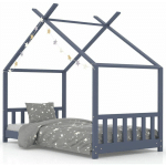 CADRE DE LIT D'ENFANT GRIS BOIS DE PIN MASSIF 70X140 CM - VIDAXL