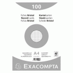 FICHE BRISTOL 297 X 210 MM QUADRILLÉE 5 X 5 BLANCHE NON PERFORÉE EXACOMPTA - BOÎTE DE 100