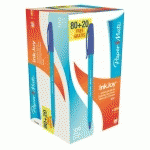 PACK DE 80 STYLOS BILLE PAPER MATE INKJOY 100 À CAPUCHON BLEUS + 20 OFFERTS
