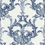 PAPIER PEINT BAROQUE TAPISSERIE BAROQUE PAPIER PEINT INTISSÉ BLEU BLANC - 10,05 X 0,53 M - BRICOFLOR