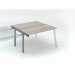 PÔLE DE 2 BUREAUX ECLA CHÊNE GRIS L 140 X P 60 CM PIÈTEMENT MÉTAL FINITION ALUMINIUM - ÉLÉMENT SUIVANT