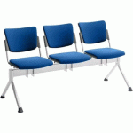 POUTRE CAMPUS TAPISSÉE TISSU POUR VISITEUR - 3 PLACES - BLEU - QUADRIFOGLIO