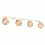 ARGON PLAFONNIER PAZ BLANC LAMELLES BOIS, À 4 LAMPES