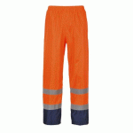 LOT DE 2 - PORTWEST H444 PANTALON DE PLUIE HI-VIS BICOLORE ORANGE/MARINE - TAILLE M - STANDARD