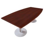 TABLE TONNEAU ACTUAL L. 200 X 100 CM - PLATEAU WENGÉ - PIÈTEMENT TULIPE ALUMINIUM