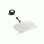 8224-19 - LOT DE 10 BOÎTIERS RIGIDES PORTE-BADGES FERME DUO, TRANSPARENT, AVEC ENROULEUR