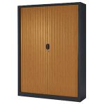 ARMOIRE MÉTAL CONFORT MAXI LARGEUR - A RIDEAUX - L. 140 X H. 198 CM - CORPS ANTHRACITE - RIDEAUX POIRIER