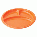 ASSIETTES RONDES 3 COMPARTIMENTS MÉLAMINE - Ø 215 CM - ORANGE - PLASTOREX