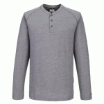 LOT DE 2 - PORTWEST KA370 T-SHIRT HENLEY KA3 MANCHES LONGUES GRIS ZOOM - TAILLE M